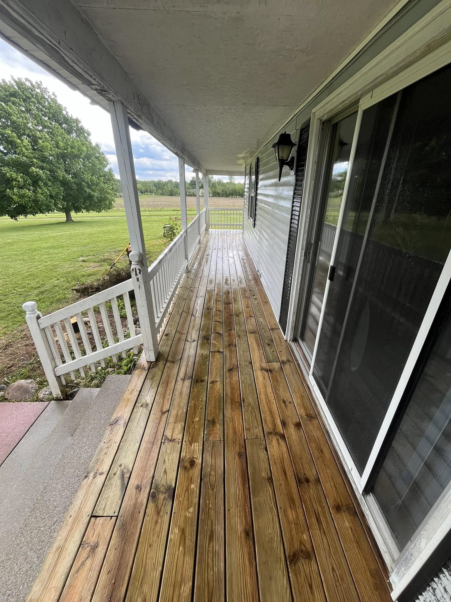 Clean deck after power-washing